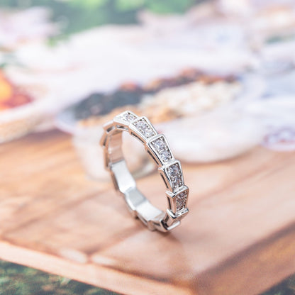 [⭐Clover Jewelry]SERPENTI RING SILVER DIAMOND PAVED 3MM