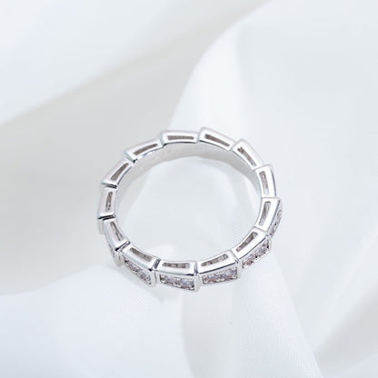 [⭐Clover Jewelry]SERPENTI RING SILVER DIAMOND PAVED 3MM