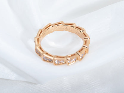 [⭐Clover Jewelry]SERPENTI RING PINK GOLD DIAMOND PAVED 3MM