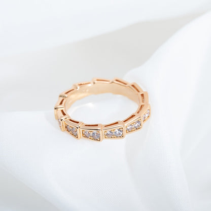 [⭐Clover Jewelry]SERPENTI RING PINK GOLD DIAMOND PAVED 3MM