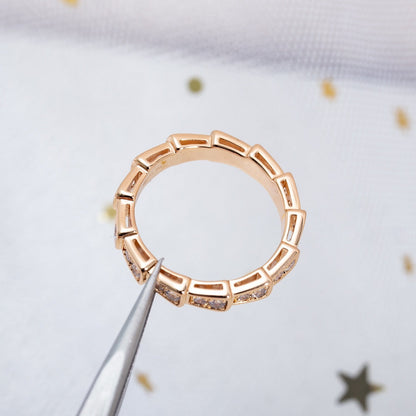 [⭐Clover Jewelry]SERPENTI RING PINK GOLD DIAMOND PAVED 3MM