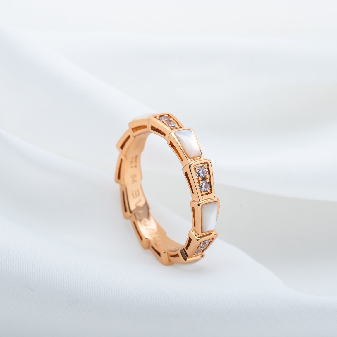 [⭐Clover Jewelry]SERPENTI RING PINK GOLD DIAMOND MOP 3MM