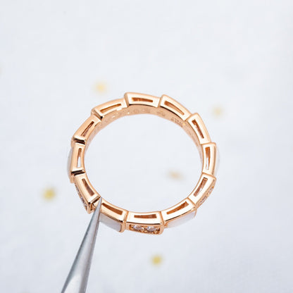 [⭐Clover Jewelry]SERPENTI RING PINK GOLD DIAMOND MOP 3MM