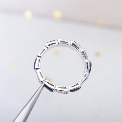 [⭐Clover Jewelry]SERPENTI RING SILVER  DIAMOND BLACK MOP 3MM