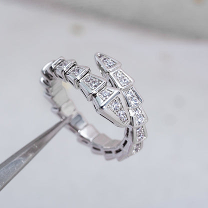 [⭐Clover Jewelry]SERPENTI RING SILVER DIAMOND PAVED 4MM