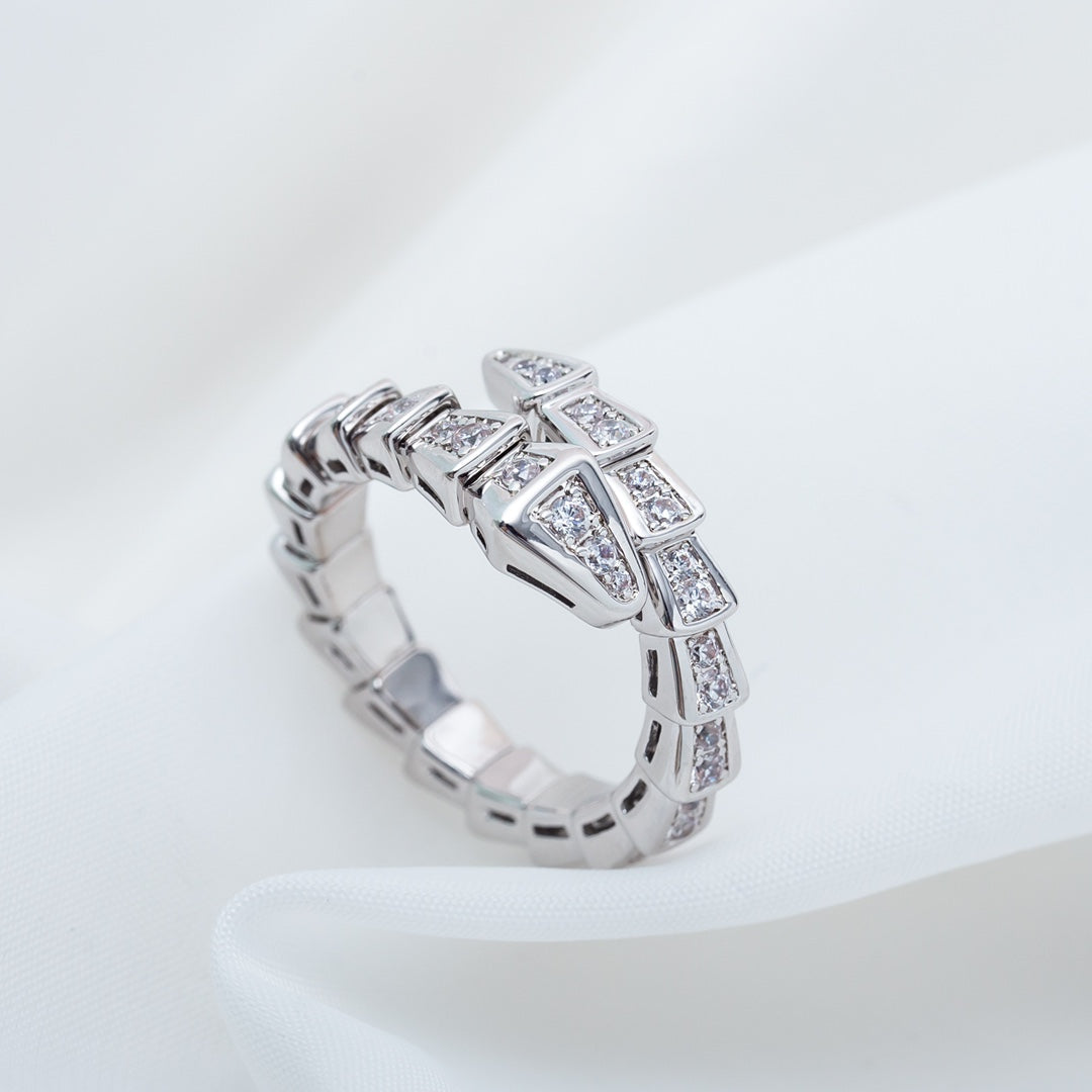 [⭐Clover Jewelry]SERPENTI RING SILVER DIAMOND PAVED 4MM