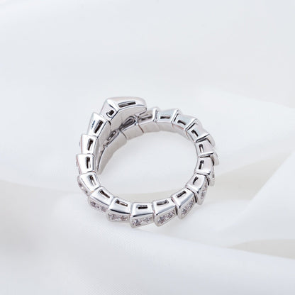 [⭐Clover Jewelry]SERPENTI RING SILVER DIAMOND PAVED 4MM