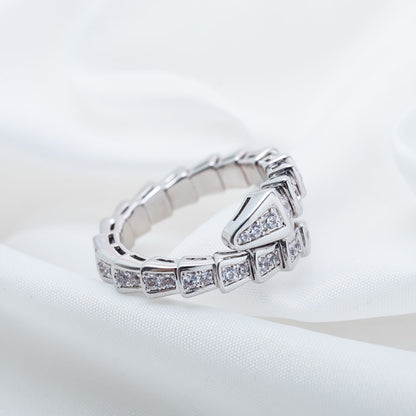 [⭐Clover Jewelry]SERPENTI RING SILVER DIAMOND PAVED 4MM