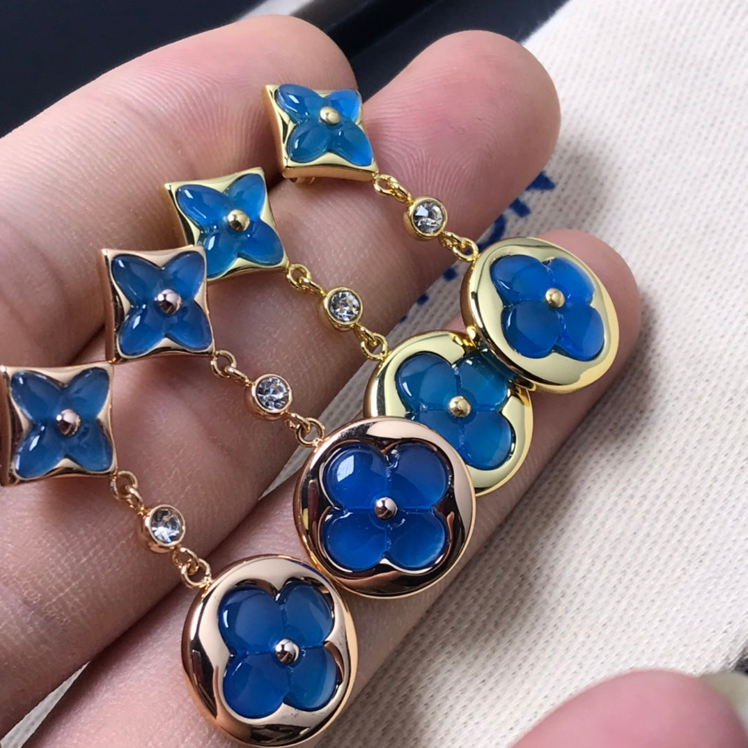 [⭐Clover Jewelry]STAR AND SUN AGATE DIAMOND EARRINGS