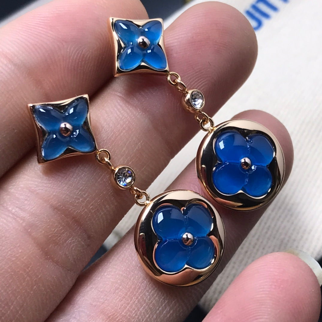 [⭐Clover Jewelry]STAR AND SUN AGATE DIAMOND EARRINGS