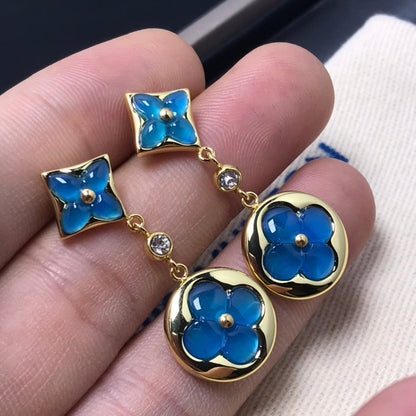 [⭐Clover Jewelry]STAR AND SUN AGATE DIAMOND EARRINGS