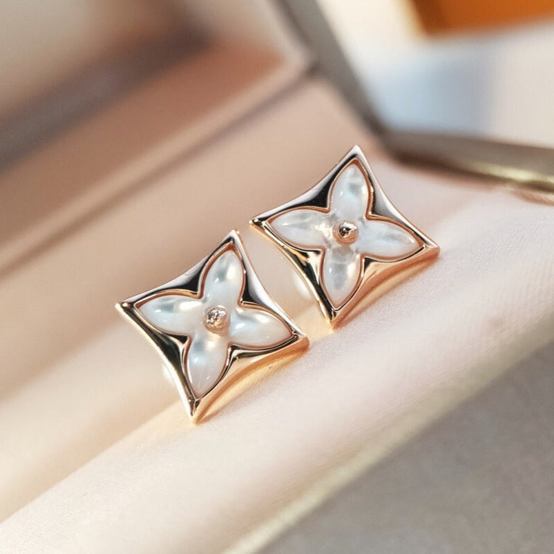 [⭐Clover Jewelry]STAR MOP PINK GOLD EARRINGS