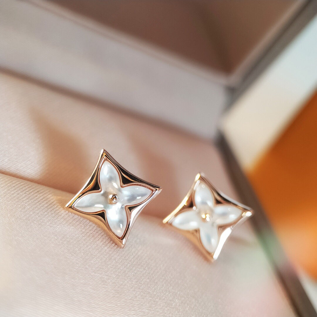 [⭐Clover Jewelry]STAR MOP PINK GOLD EARRINGS
