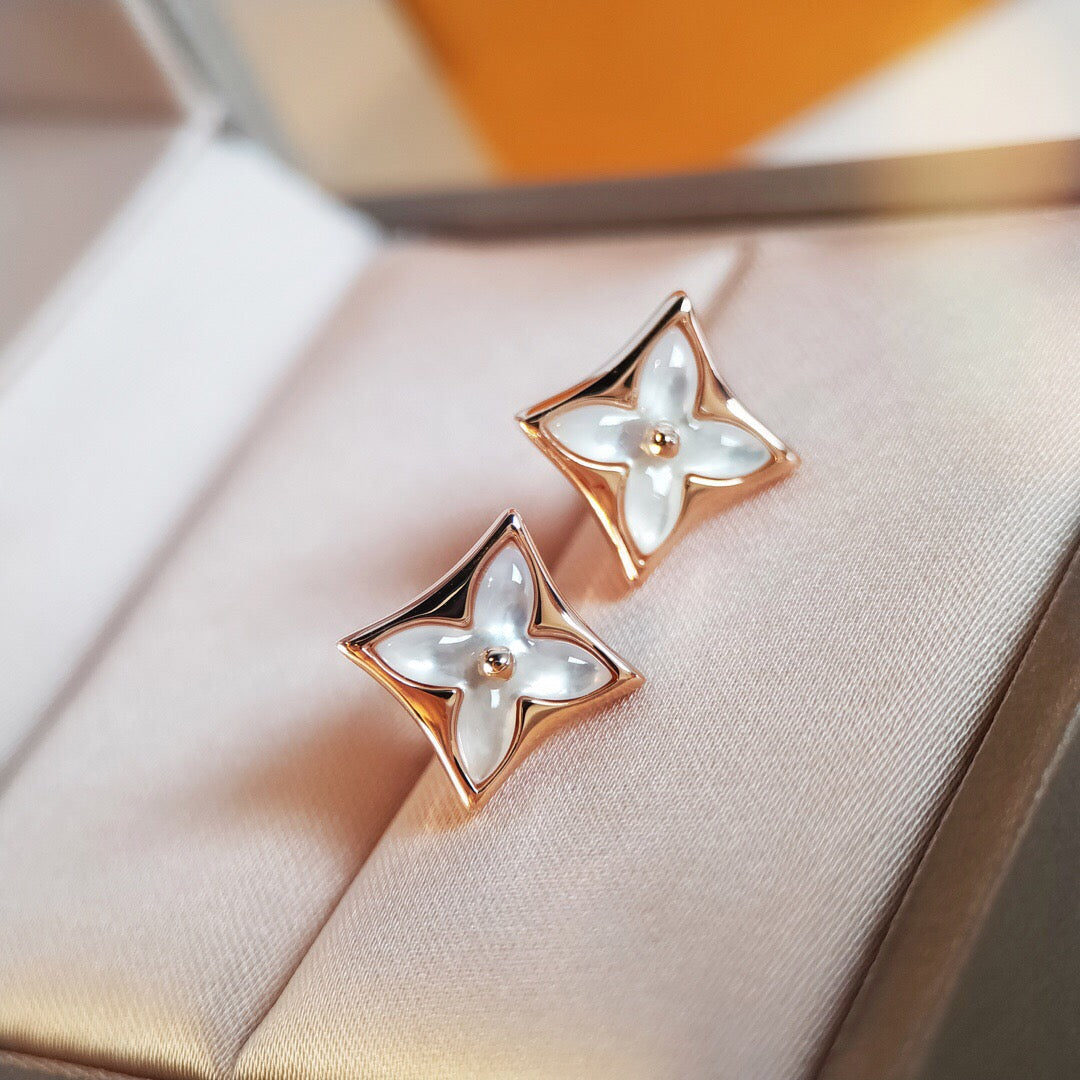 [⭐Clover Jewelry]STAR MOP PINK GOLD EARRINGS