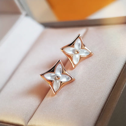 [⭐Clover Jewelry]STAR MOP PINK GOLD EARRINGS