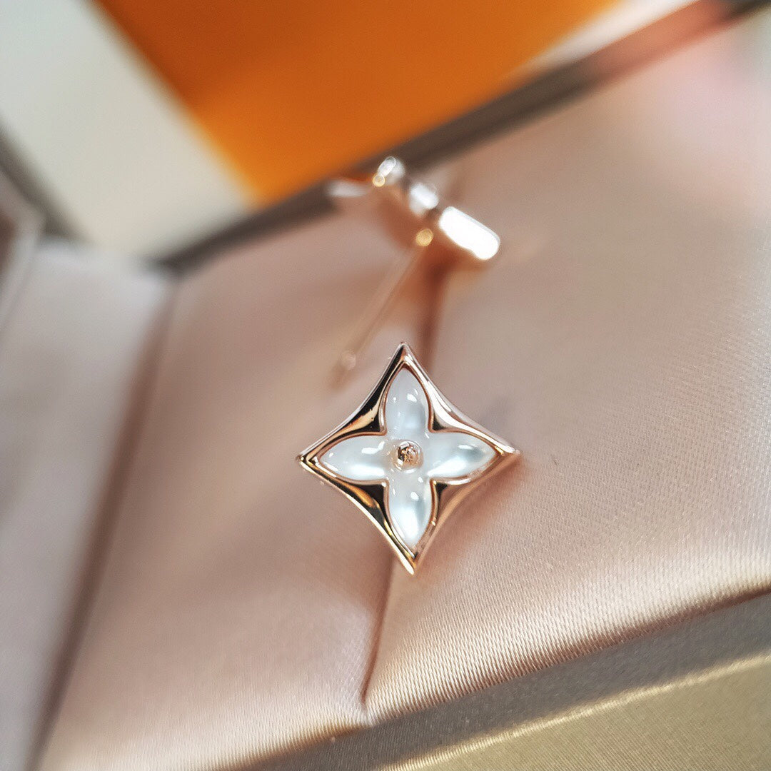 [⭐Clover Jewelry]STAR MOP PINK GOLD EARRINGS