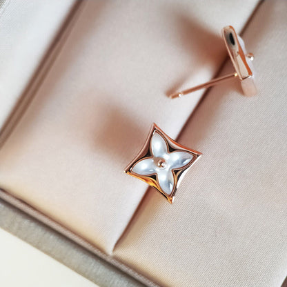 [⭐Clover Jewelry]STAR MOP PINK GOLD EARRINGS