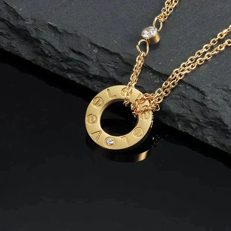 [⭐Clover Jewelry]LOVE NECKLACE 16MM 2 DIAMONDS