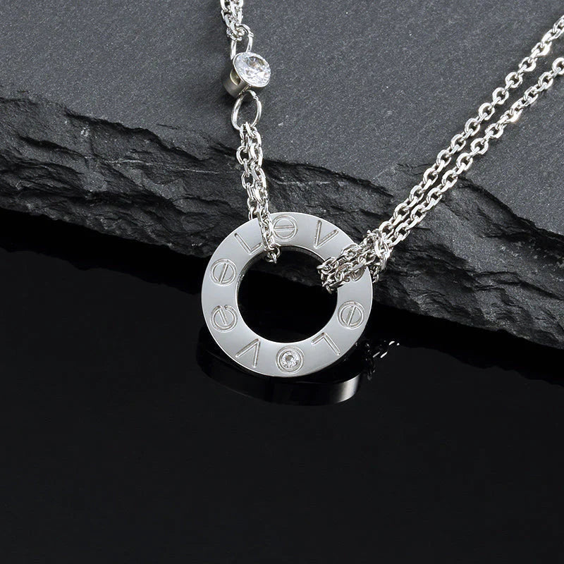 [⭐Clover Jewelry]LOVE NECKLACE 16MM 2 DIAMONDS