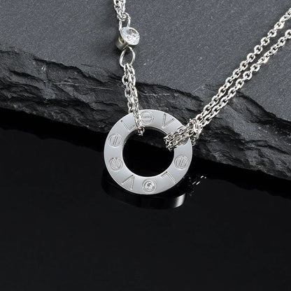 [⭐Clover Jewelry]LOVE NECKLACE 16MM 2 DIAMONDS