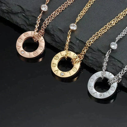 [⭐Clover Jewelry]LOVE NECKLACE 16MM 2 DIAMONDS