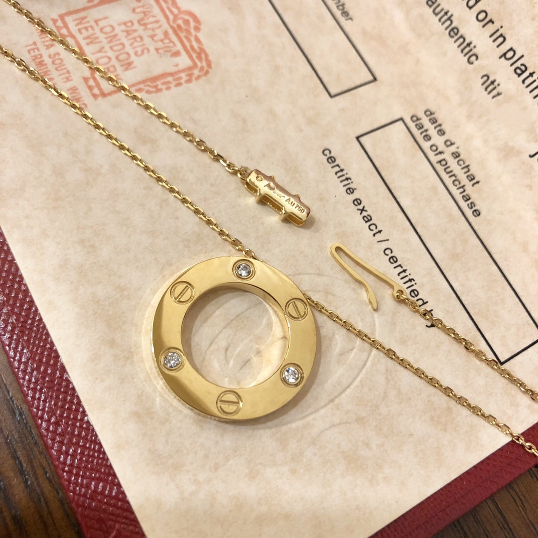 [⭐Clover Jewelry]LOVE NECKLACE 16MM 3 DIAMONDS