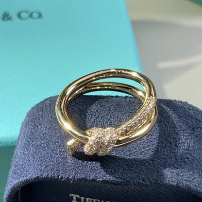 [Clover Jewelry]KNOT RING DOUBLE ROW GOLD DIAMOND