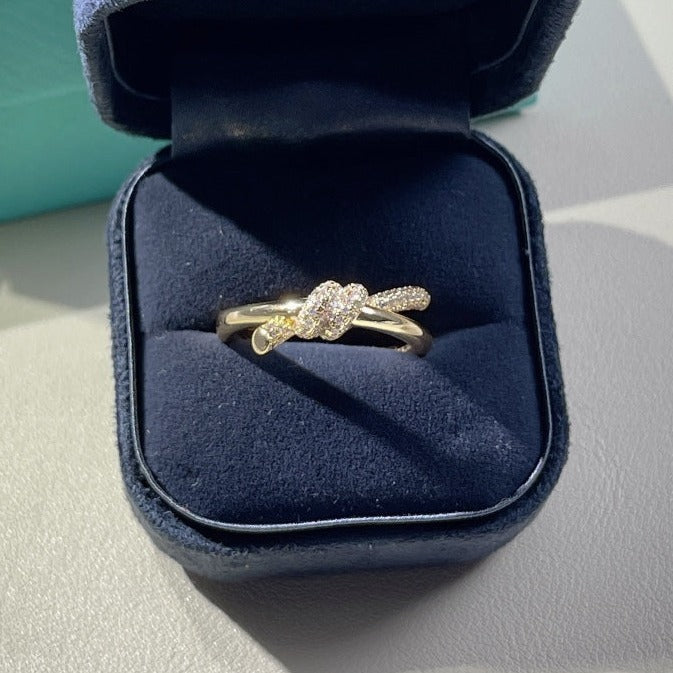 [Clover Jewelry]KNOT RING DOUBLE ROW GOLD DIAMOND