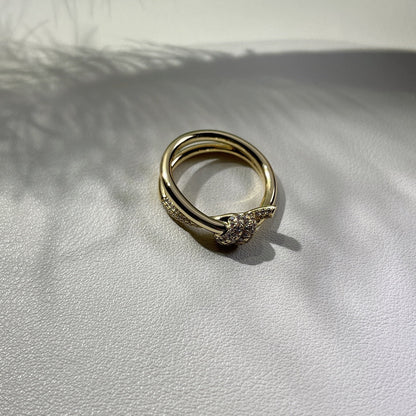 [Clover Jewelry]KNOT RING DOUBLE ROW GOLD DIAMOND