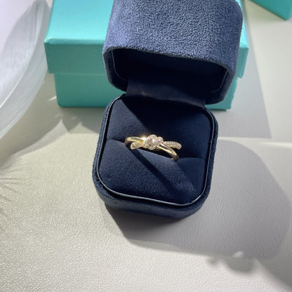 [Clover Jewelry]KNOT RING DOUBLE ROW GOLD DIAMOND