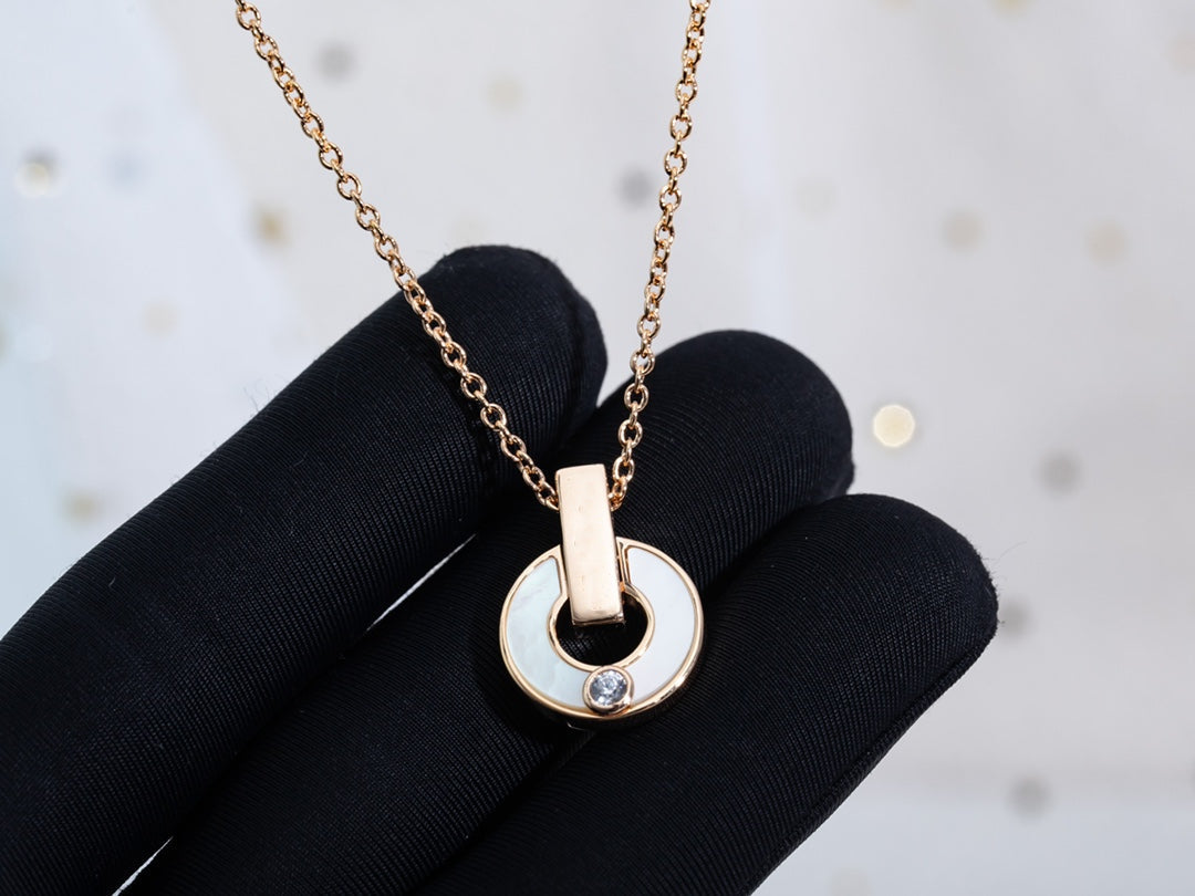 [⭐Clover Jewelry]GARI NECKLACE PINK GOLD MOP