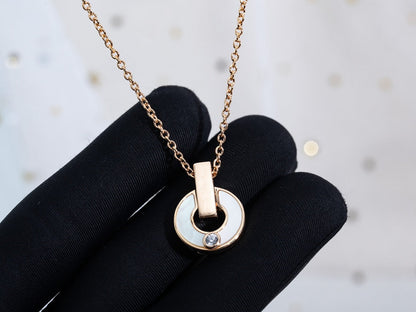 [⭐Clover Jewelry]GARI NECKLACE PINK GOLD MOP
