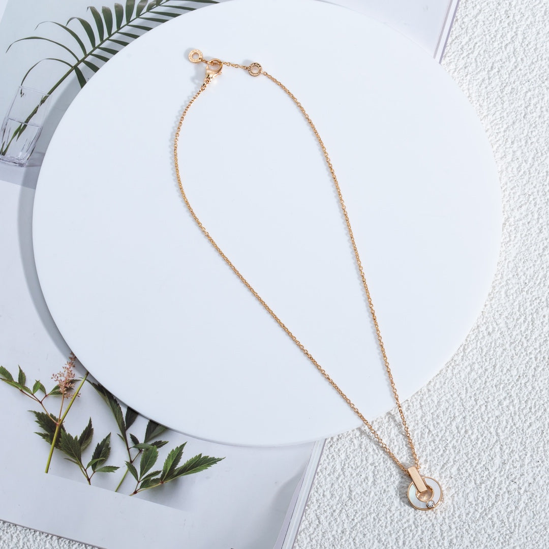 [⭐Clover Jewelry]GARI NECKLACE PINK GOLD MOP