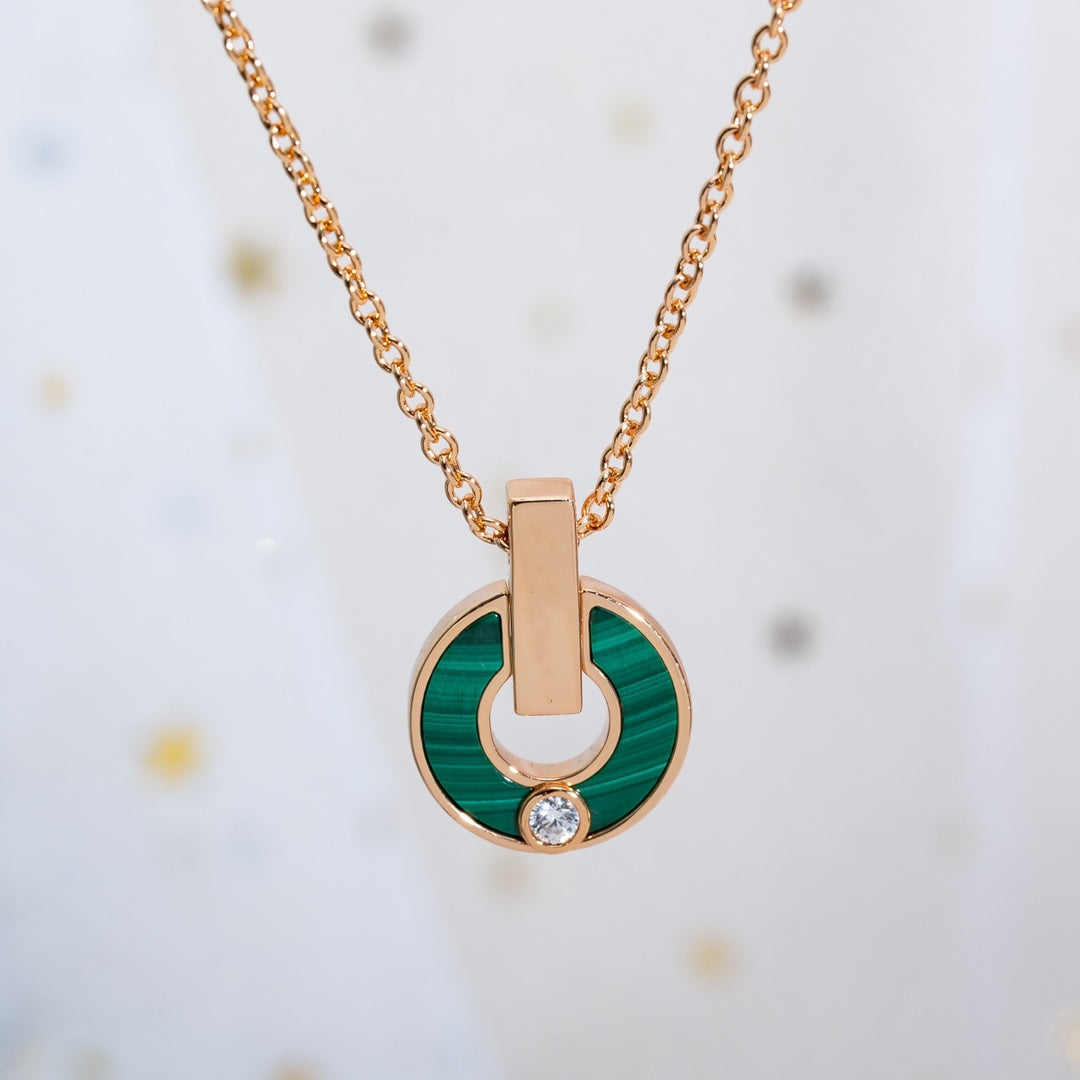 [⭐Clover Jewelry]GARI NECKLACE PINK GOLD MALACHITE