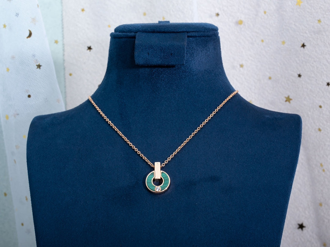 [⭐Clover Jewelry]GARI NECKLACE PINK GOLD MALACHITE