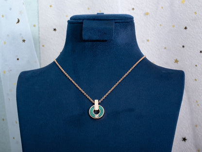 [⭐Clover Jewelry]GARI NECKLACE PINK GOLD MALACHITE