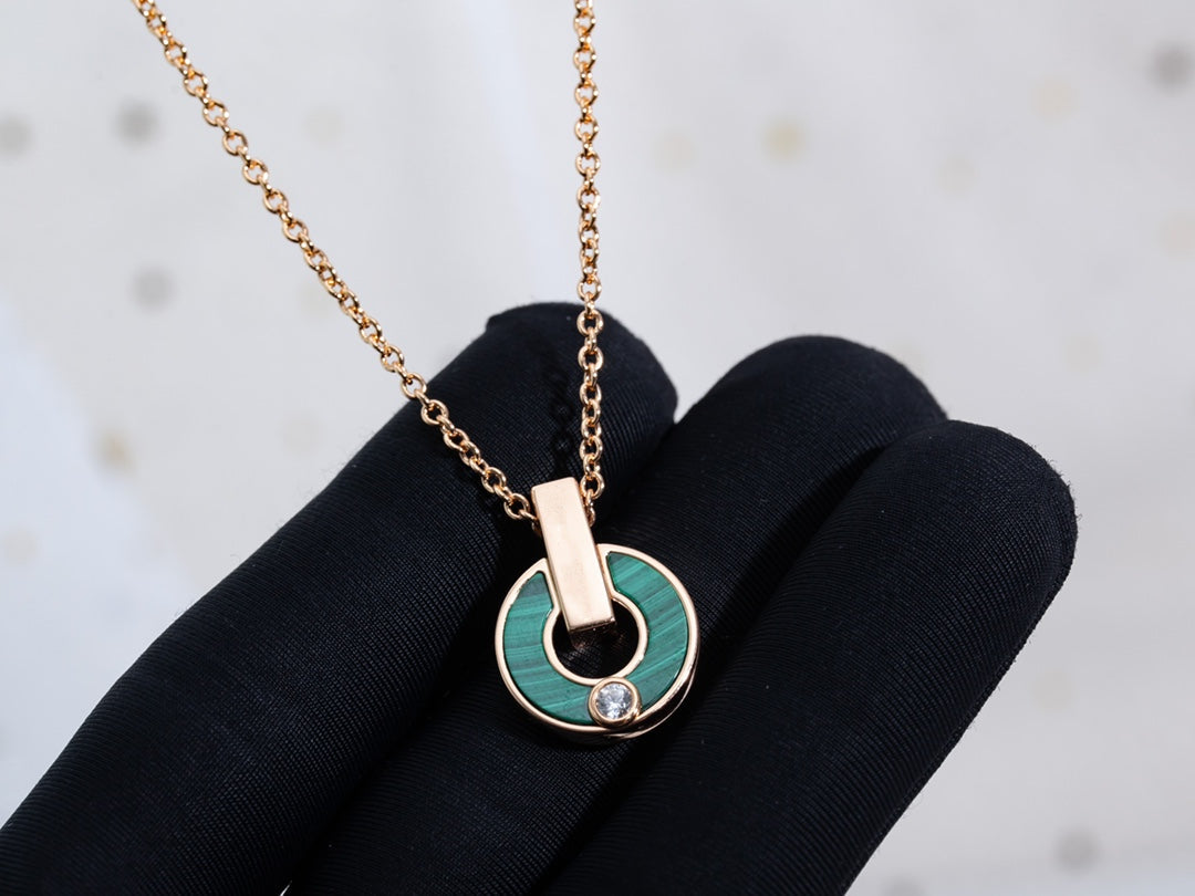 [⭐Clover Jewelry]GARI NECKLACE PINK GOLD MALACHITE