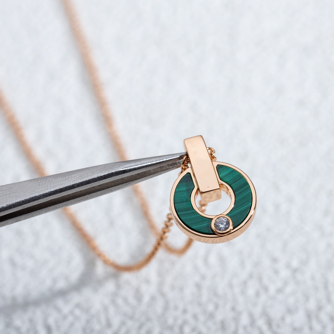 [⭐Clover Jewelry]GARI NECKLACE PINK GOLD MALACHITE