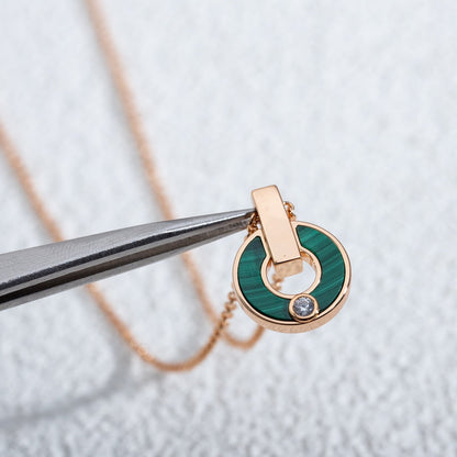 [⭐Clover Jewelry]GARI NECKLACE PINK GOLD MALACHITE