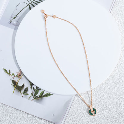 [⭐Clover Jewelry]GARI NECKLACE PINK GOLD MALACHITE