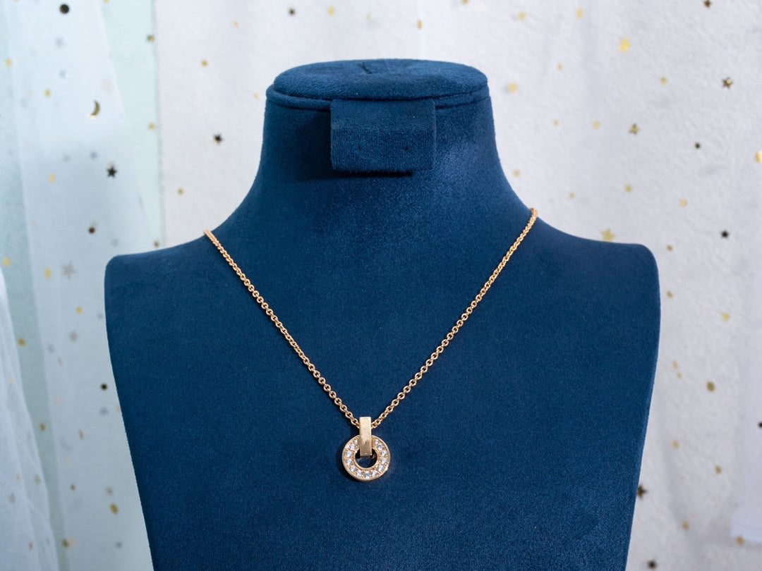 [⭐Clover Jewelry]GARI NECKLACE PINK GOLD DIAMOND