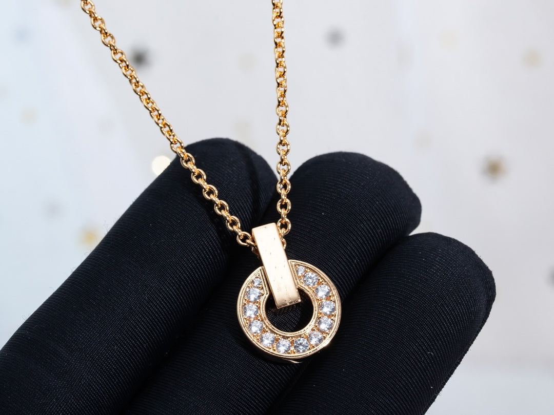 [⭐Clover Jewelry]GARI NECKLACE PINK GOLD DIAMOND