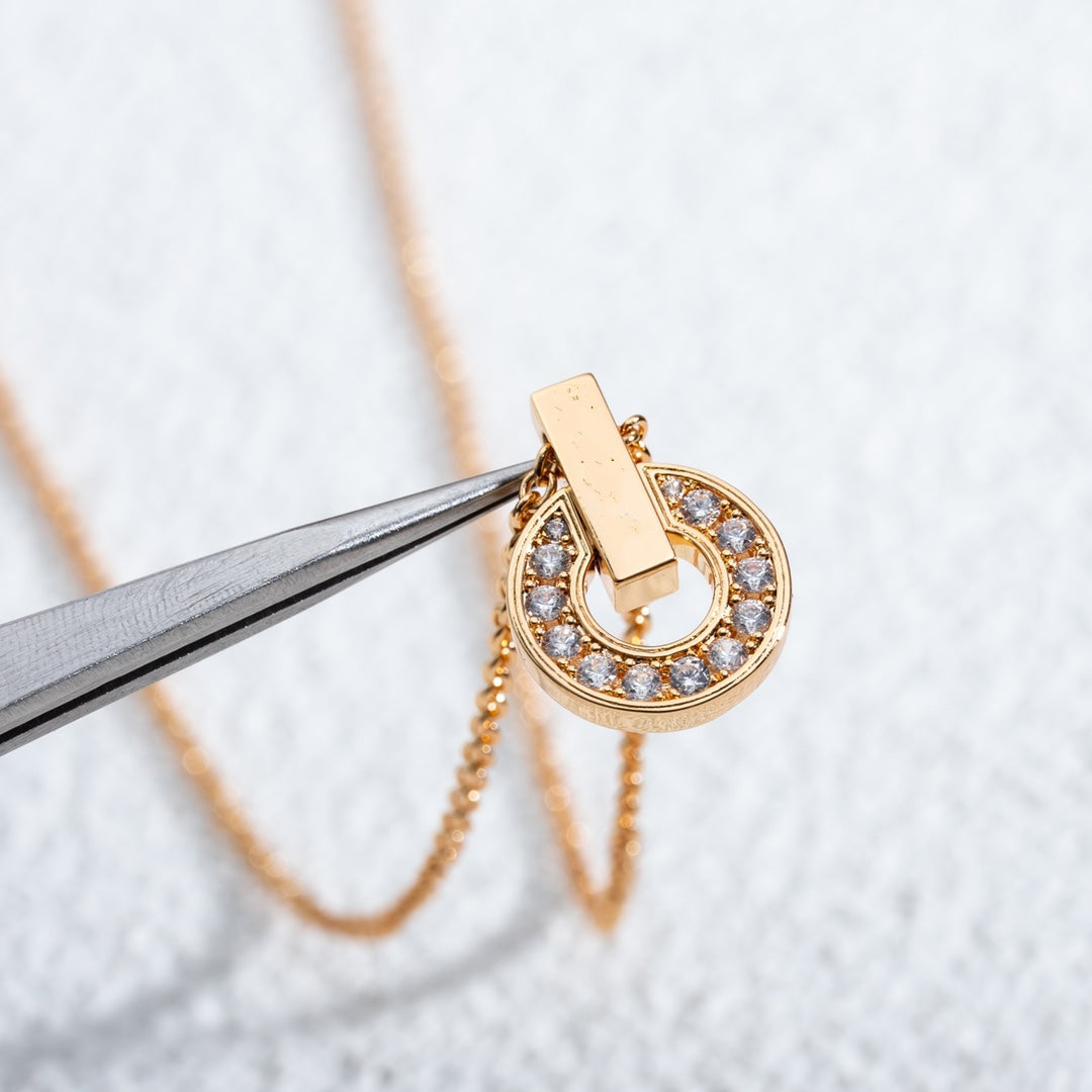 [⭐Clover Jewelry]GARI NECKLACE PINK GOLD DIAMOND