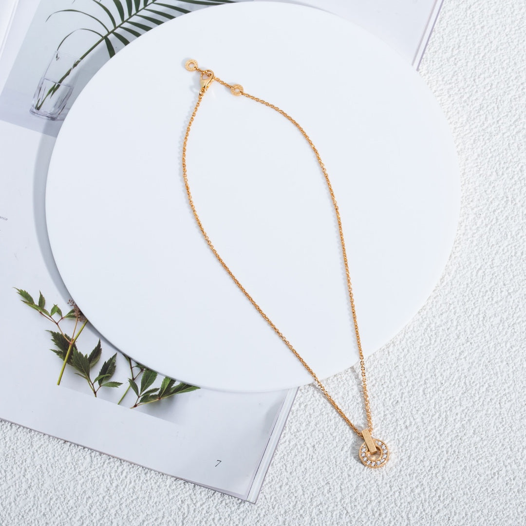 [⭐Clover Jewelry]GARI NECKLACE PINK GOLD DIAMOND