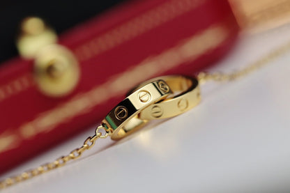 [⭐Clover Jewelry]LOVE NECKLACE DOUBLE RING GOLD