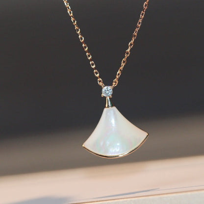 [⭐Clover Jewelry]DREAM NECKLACE WHITE MOP PINK GOLD 1 DIAMOND