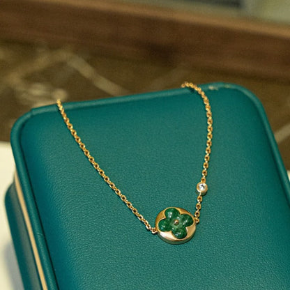 [⭐Clover Jewelry]SUN MALACHITE 1 DIAMOND PINK GOLD BRACELET