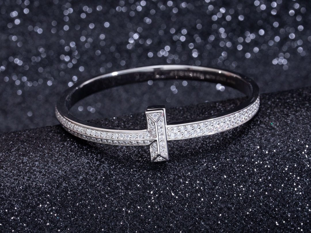 [Clover Jewelry]WIDE DIAMONDS HINGED BANGLE SILVER
