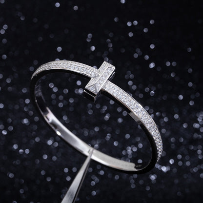 [Clover Jewelry]WIDE DIAMONDS HINGED BANGLE SILVER