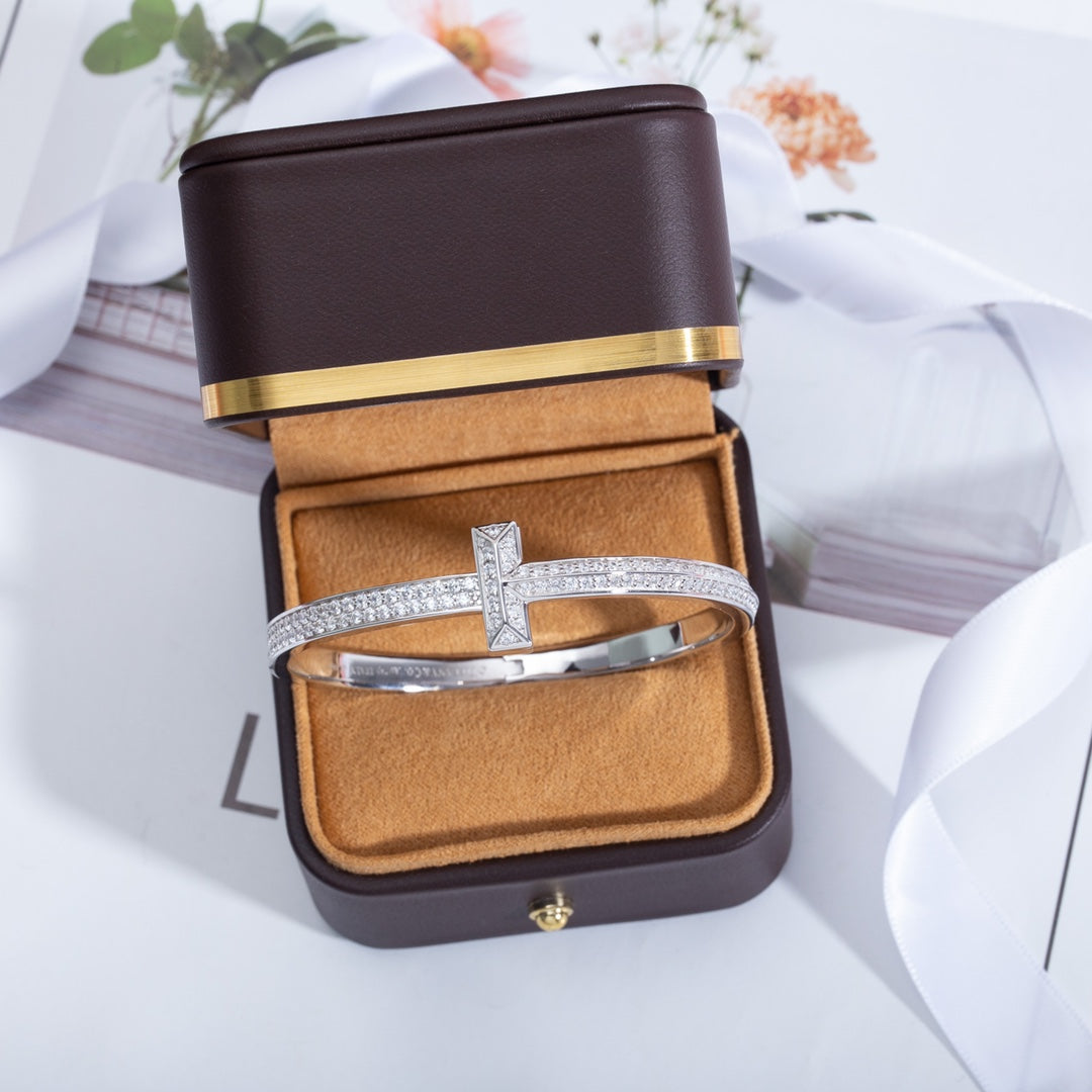 [Clover Jewelry]WIDE DIAMONDS HINGED BANGLE SILVER
